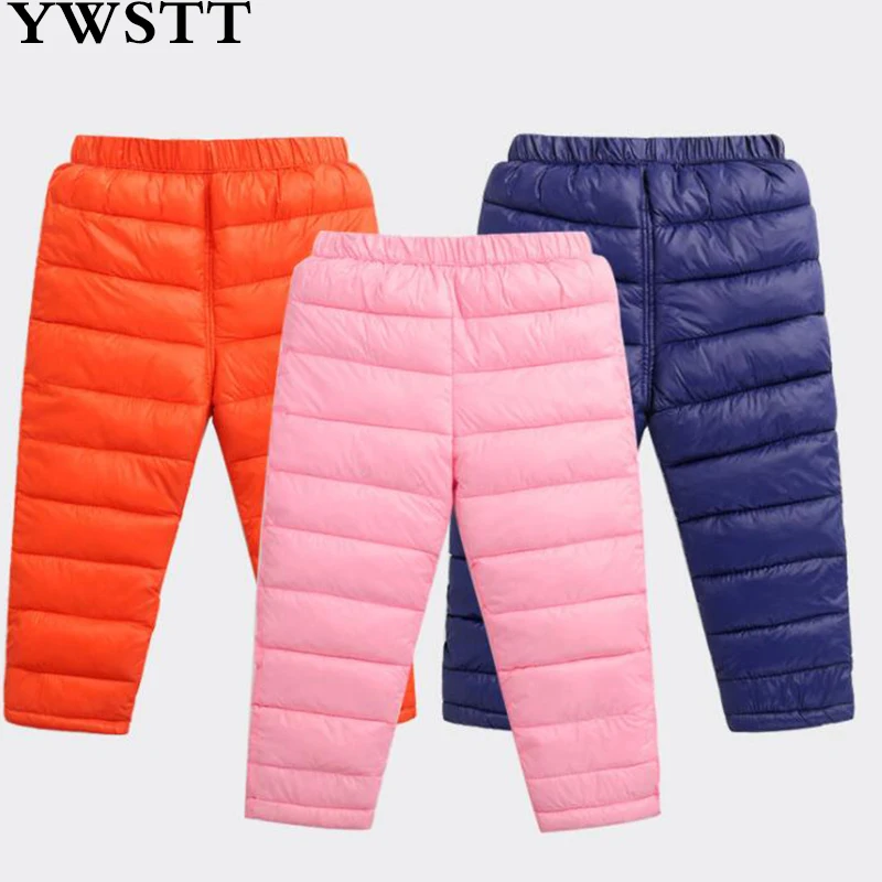 

2018 New Arrival Boys Girls Pants High Waist Warm Thicken Down Trousers Baby Pants Children Clothes Girls Down Pants Winter