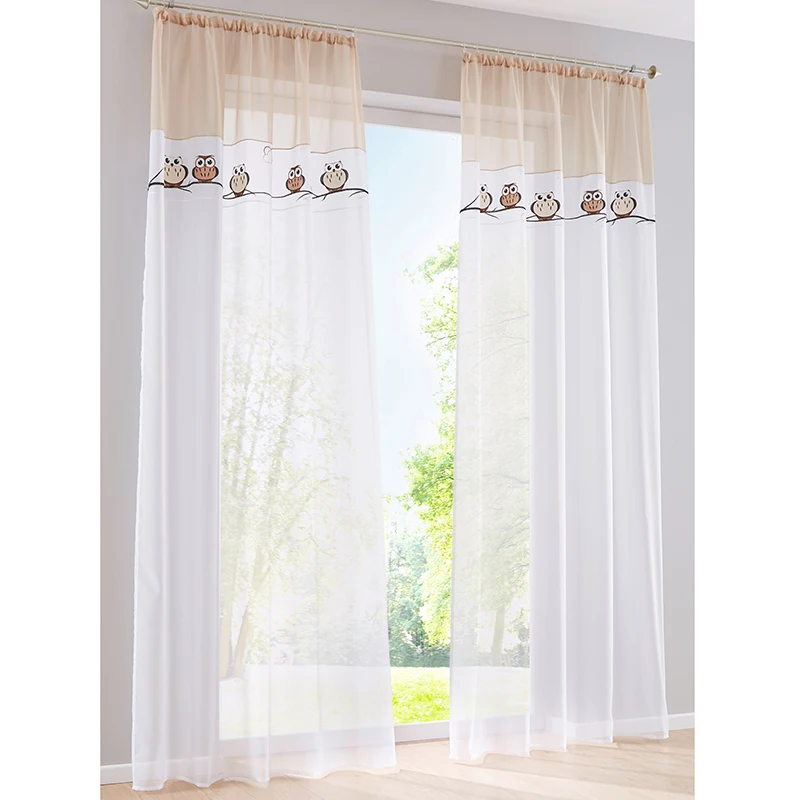 Новое поступление тюлевые шторы Cortinas dororio с мультяшной вышивкой в виде милой совы