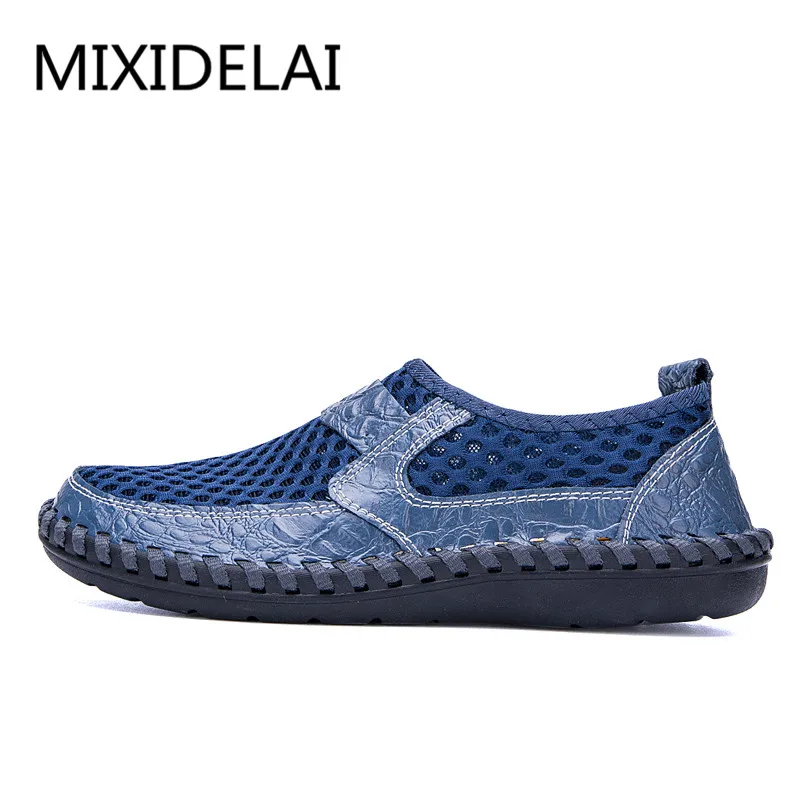 Men Shoes 2022 Summer Breathable Mesh Mens Casual Genuine Leather Fashion Man Soft Comfortable Size 48 | Обувь