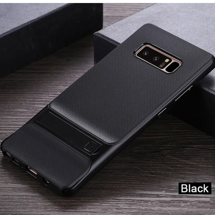 Черный CAPSSICUM NOTE8 Kickstand чехол для samsung Galaxy Note 8 Чехлы 6,3 дюймов PC силиконовый гибкий тонкий гелевый Стенд задняя крышка оболочка - Цвет: Черный