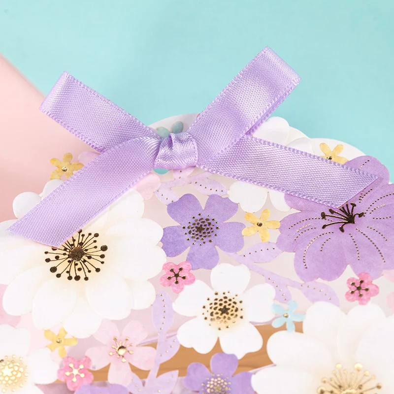 Новый Фиолетовый с лазерной гравировкой цветка Бумага ленты для свадебного