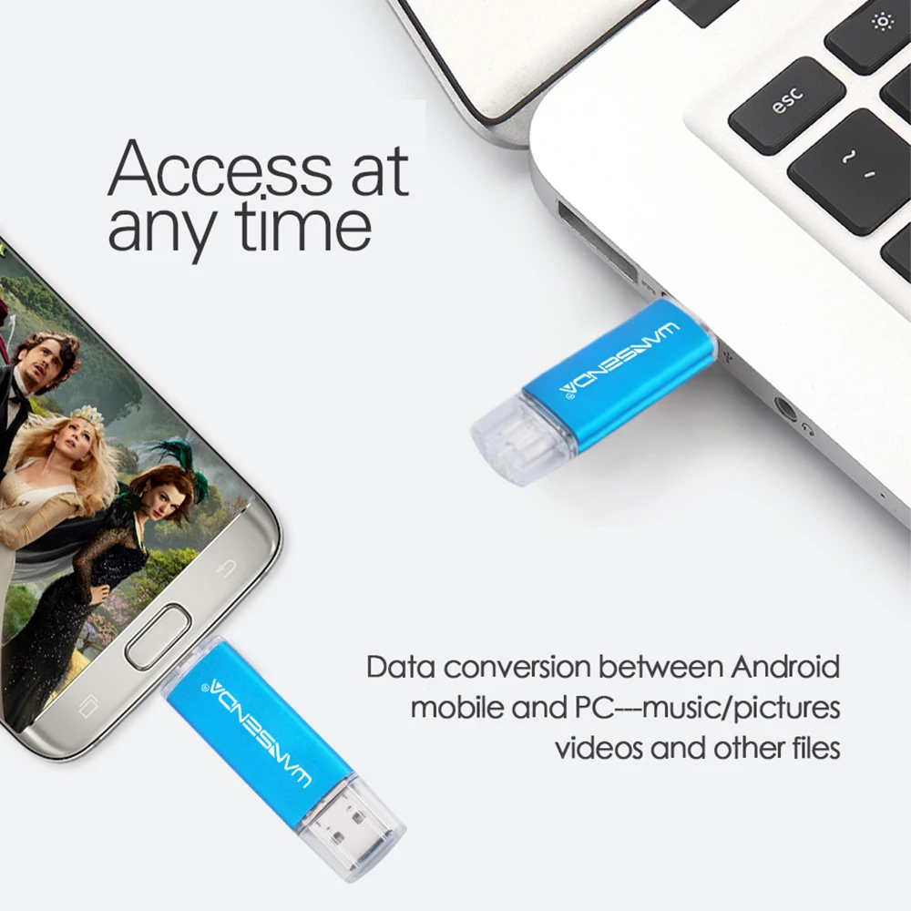 WANSENDA OTG флеш-накопитель USB 3 0 64 ГБ и 128 Гб 32 GB 16 флешки 8 USB3.0 Pen Drive 2 в 1 Высокая