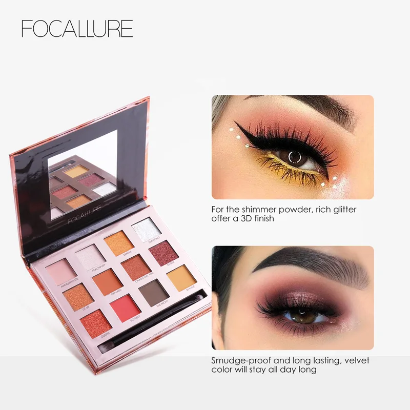 Focallure Matte Shimmer Сияющие тени для век Палитра телесный Макияж Блеск пигментные