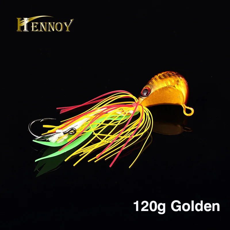 Hennoy 120 г 180 г кальмарный джиг рыболовные приманки проверенные приманки юбки осьминог голова крючок-светящийся и золотой - Цвет: 120g Golden