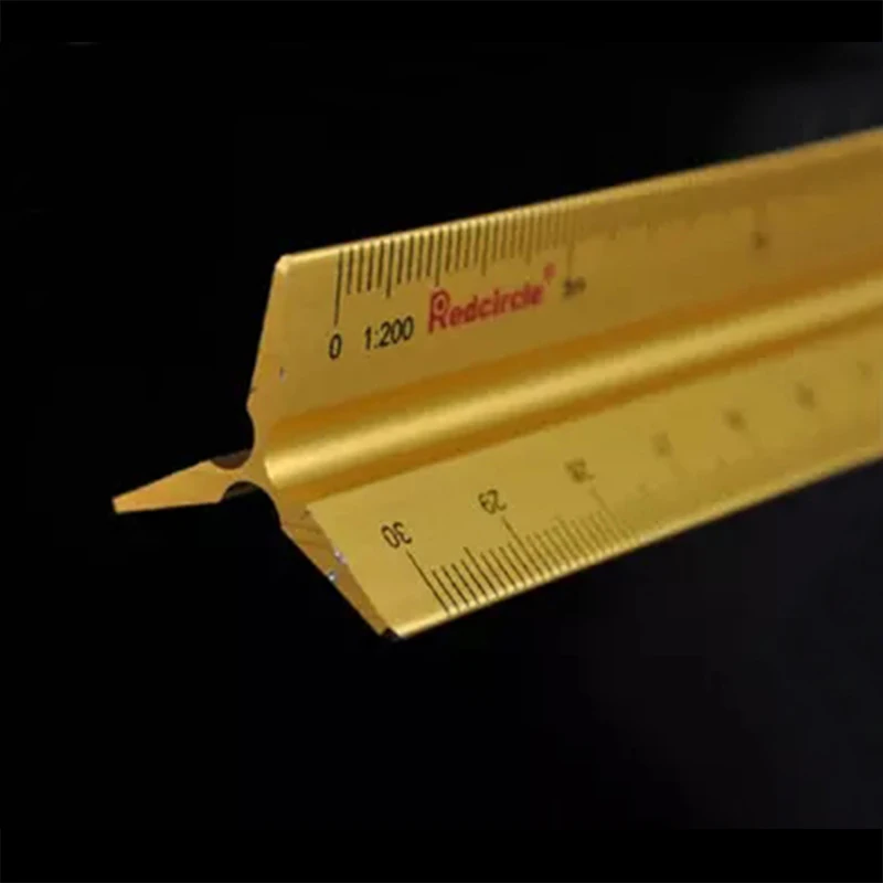 Red Circle Triangular Scale Ruler 30cm Aluminium Alloy 1:50-400 For Graphics Design | Канцтовары для офиса и дома