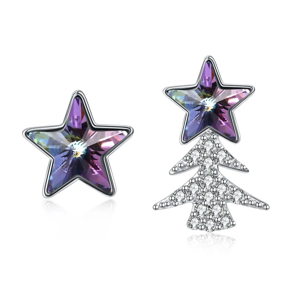 Women's Crystal Earrings High-grade Elegant Stars Sterling Silver Christmas Tree 925 Stud OL fashion | Украшения и аксессуары