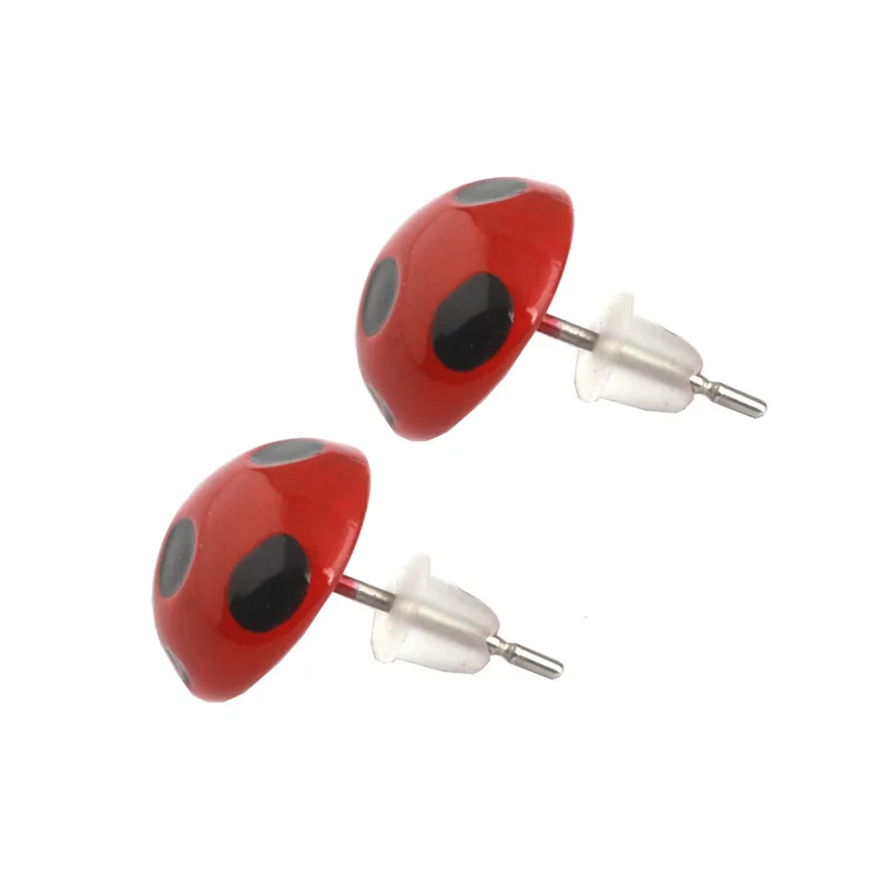 С красной божьей коровкой серьги со шпилькой для женщин брошь из сплава с