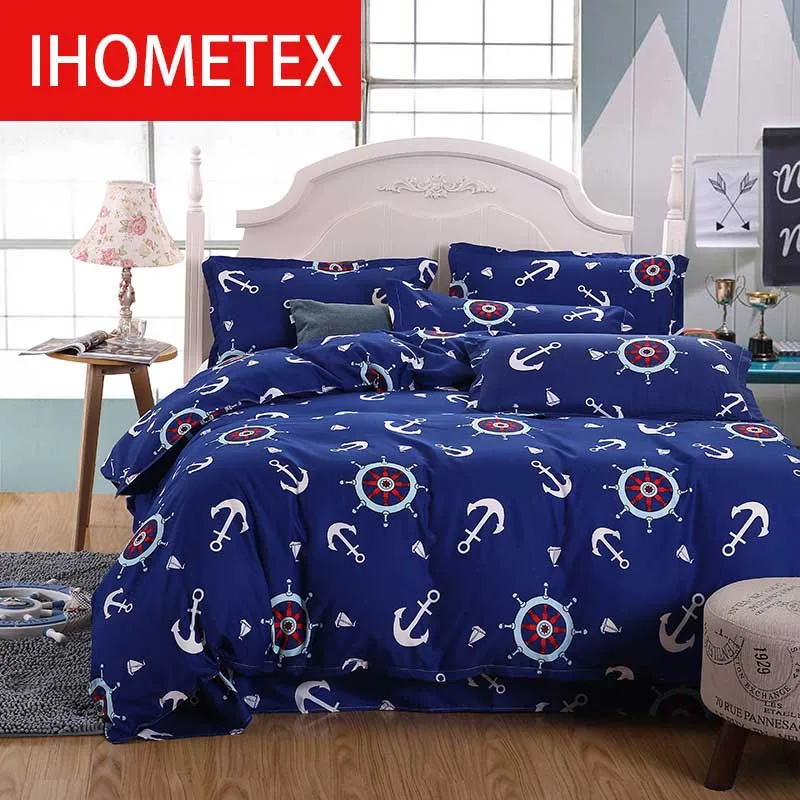 Коричневый Постельные Принадлежности Устанавливает Якорь Красный Голубой