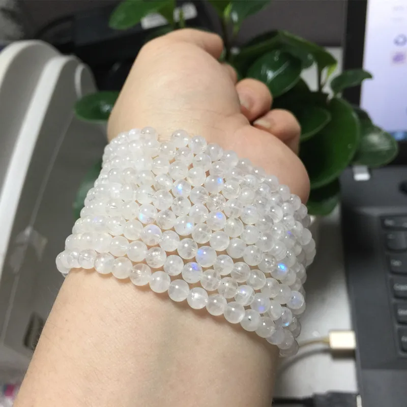 100% натуральные бусины из лунного камня AA качество 5 мм 7 Круглый Гладкий 53 см