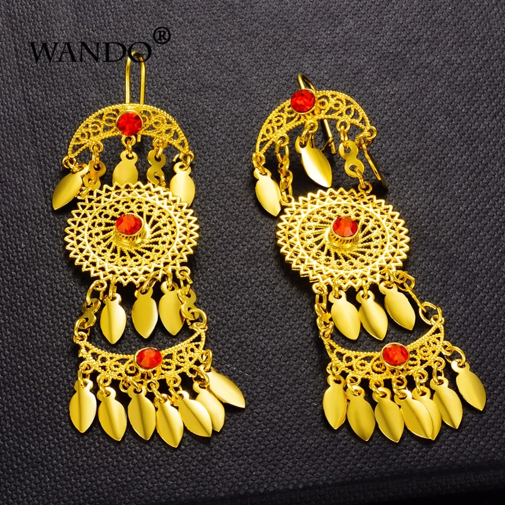 WANDO новые эфиопские серьги подвески золотого цвета в африканском стиле для
