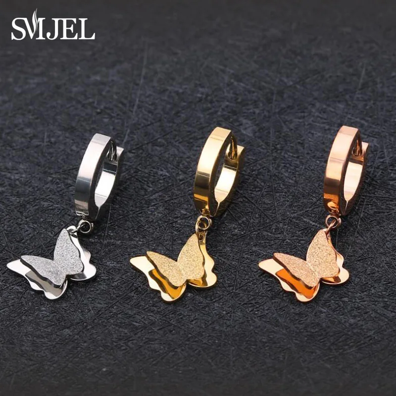 

SMJEL Stainless Steel Jewelry Animal Butterfly Stud Earrings Cute Animal Ear Piercing Gifts for Women Kids moda mujer 2019