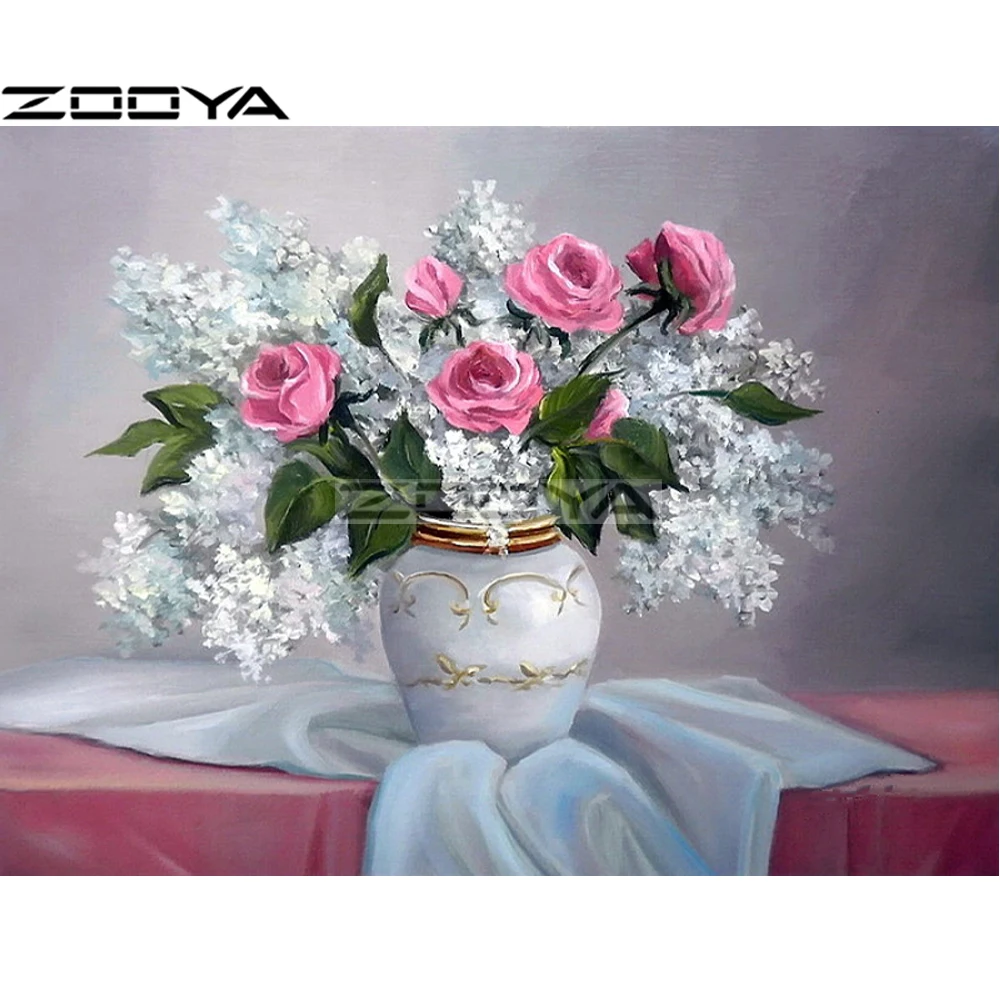 

Diamond Embroidery 5D DIY Round Diamond Painting Wall Sticker Flower Oil Painting Pictures Of Rhinestones Cross-Stitch Kit R1558