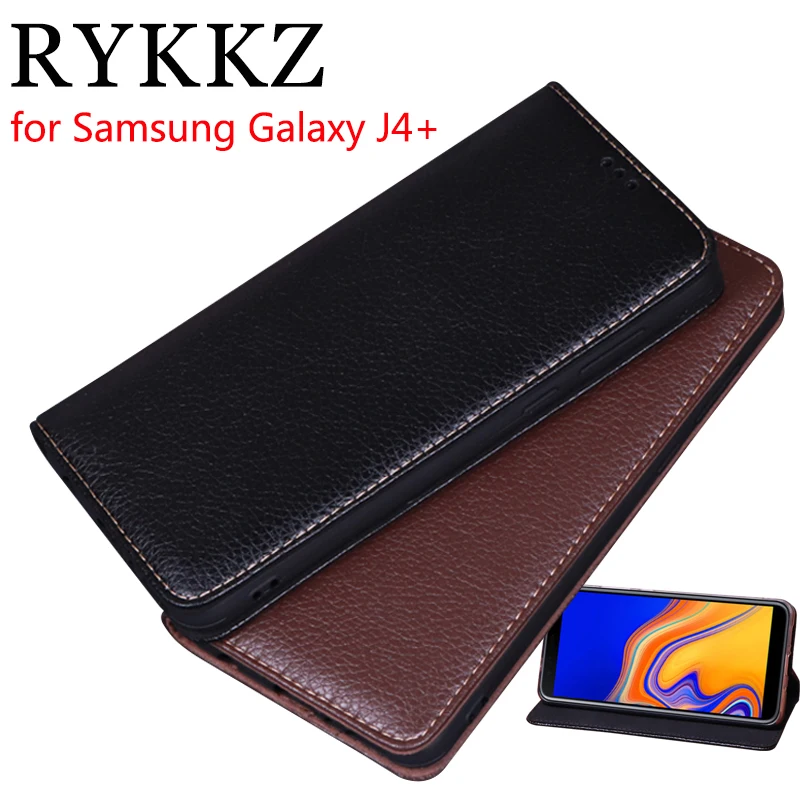 RYKKZ Роскошный кожаный чехол с откидной крышкой для Samsung Galaxy J4 + 6 ''мобильного