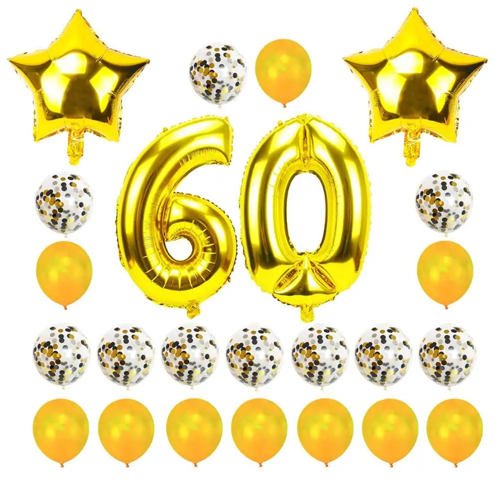 24pcs gold 60 24 шт. 30 40 50 60 70 Фольга воздушные шары для дня рождения реквизит для фотографий 30th 40th 50th 60th лет фотобанк украшения для взрослых - Цвет: 24pcs gold 60