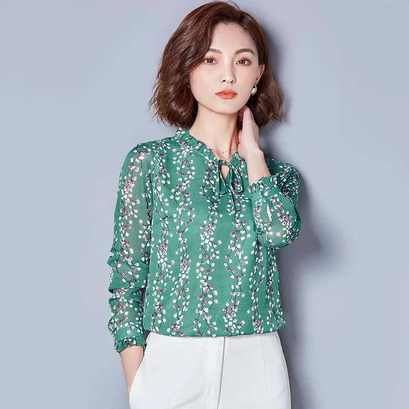 2017 Для женщин осень модная блуза Новый корейский стиль с цветочным принтом S