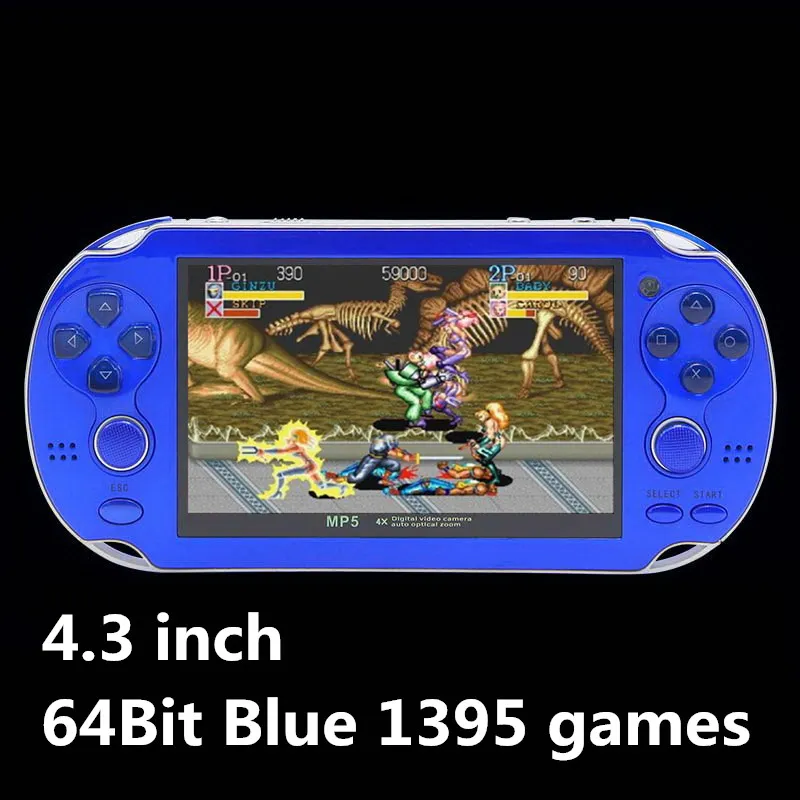 64BitBlue 1395 game Новинка 4,3 дюймов 40 ГБ 64 бит портативная игровая консоль, встроенная в 6000 игр для CPS/NEOGEO/GBA/GBC/GB/SNES/NES/SEGA, игровая консоль MP5 - Цвет: 64BitBlue 1395 game