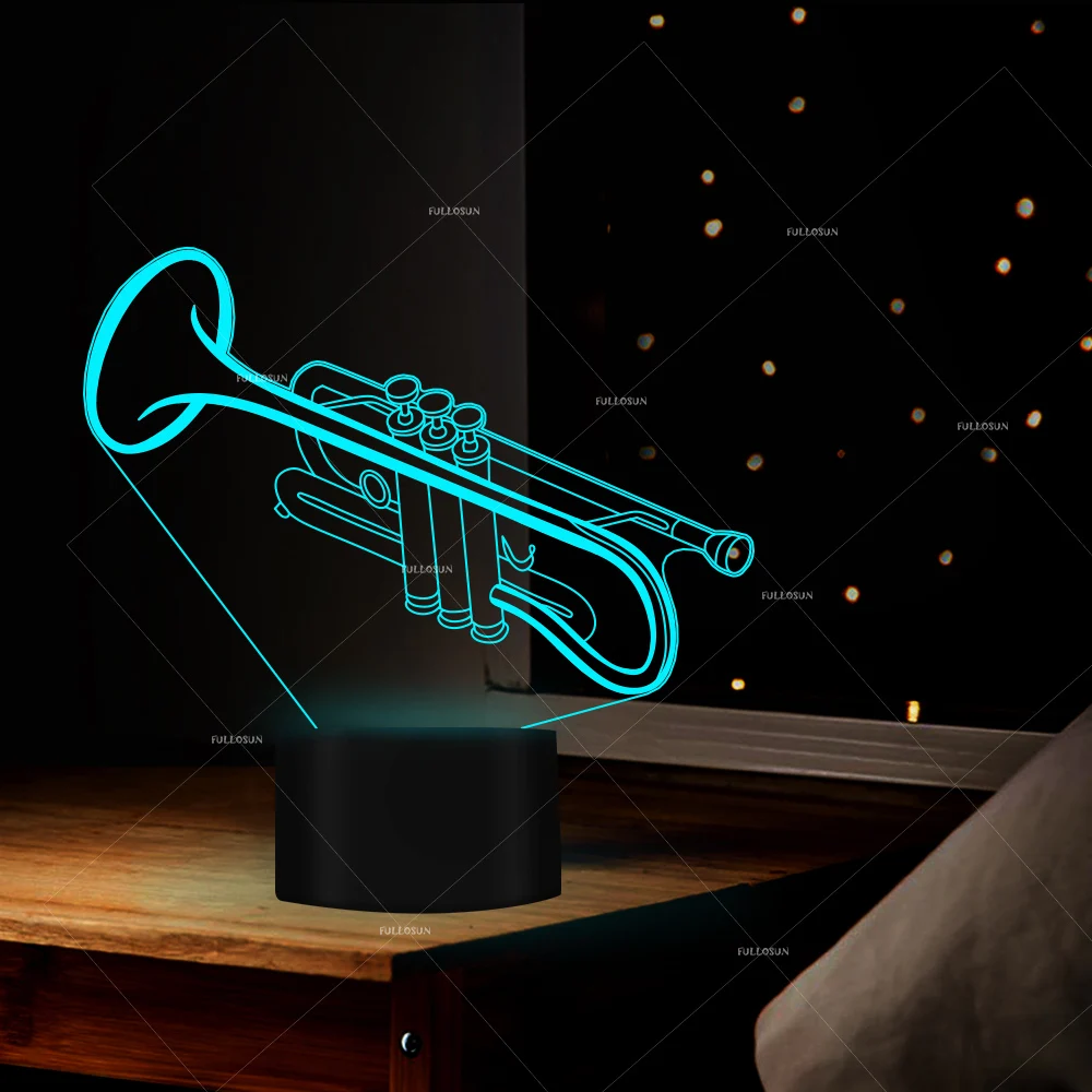 Труба инструмент 3d модель дизайн ночное освещение подарок для музыкантов