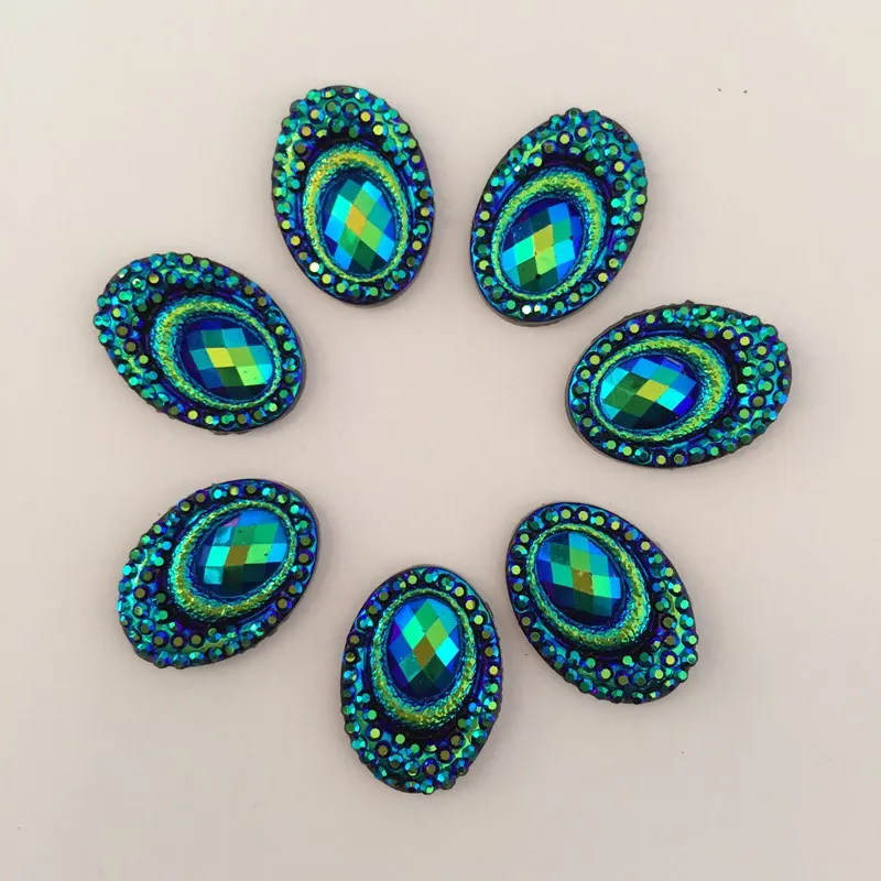 AB Смола Павлин овальной плоской задней части Стразы Аппликации/свадьба DIY Craft 40