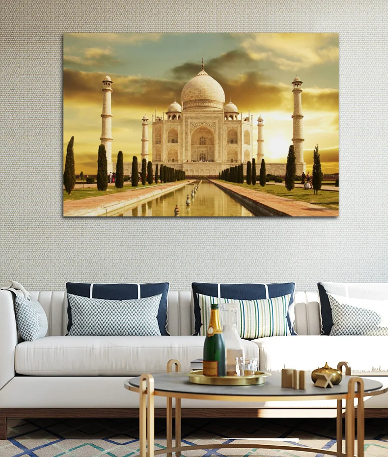 

taj mahal india famous building wallpaper fabric posters on the wall picture home living room decoration for bedroom KC884