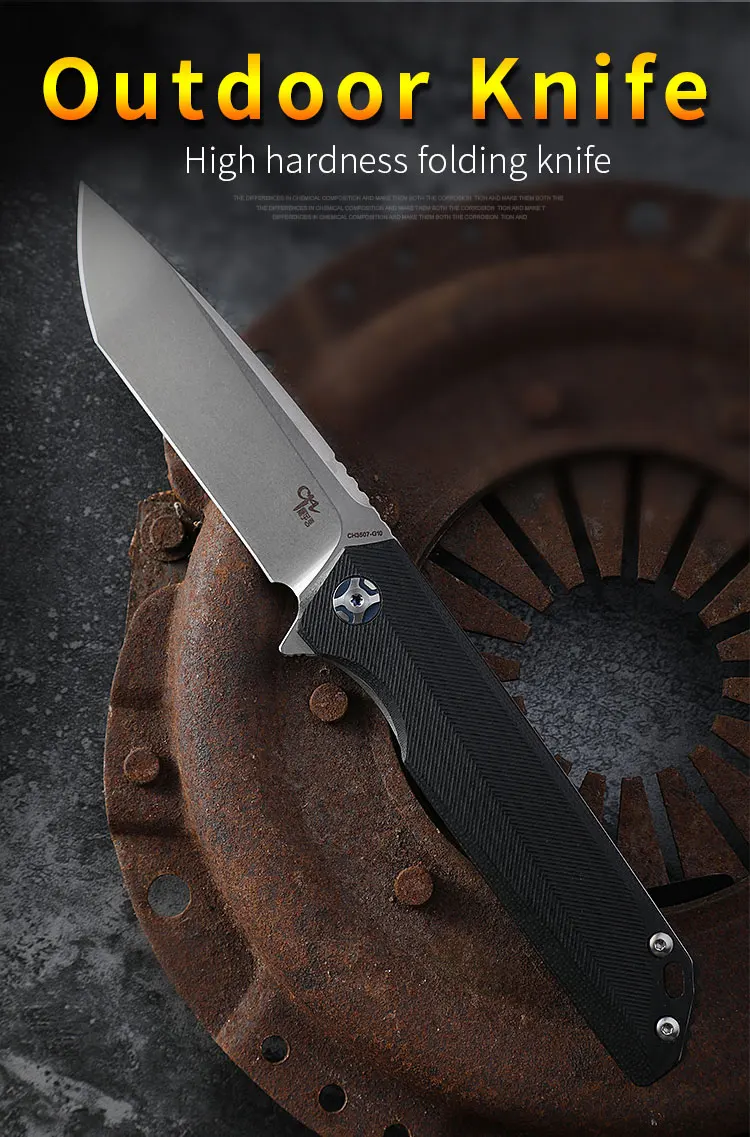 CH D2 стальной складной нож G10 Ручка шарикоподшипник кувыркающийся Открытый Кемпинг Охота Рыбалка карманный инструмент EDC 3507