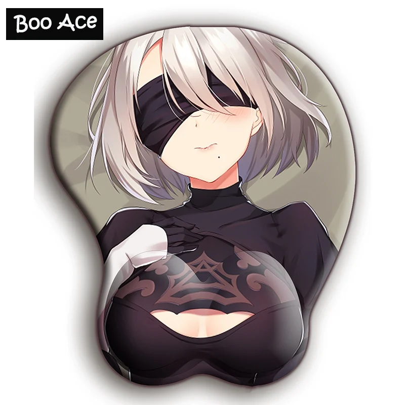 Белый 2WAY! NieR: Automata 2B игровой 3D коврик для мыши с силиконовым гелем для запястья Размер 26*22 см - Цвет: Белый
