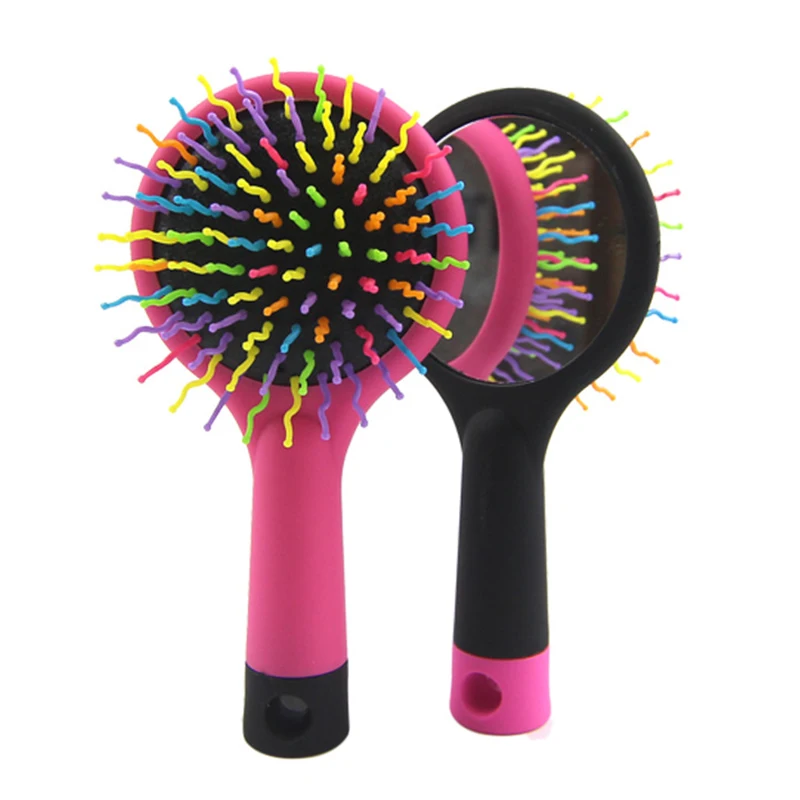 New Cute Airbag Massage Hair Comb Brush With Mirror Anti-static Rainbow Color MINI Accessories Care Tools Travel | Красота и здоровье