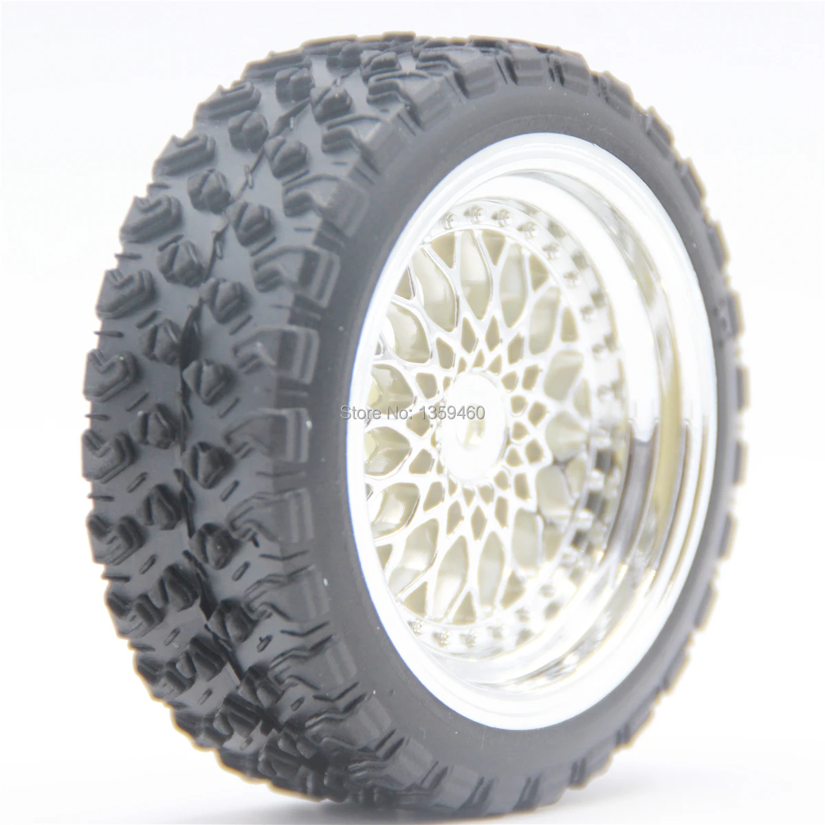 4pcs 1/10 RC Soft Rubber Touring Tire Tyre Wheel Rim Y12C(Chrome) 3/6/9mm Offset for 1:10 Car 10036+21104 | Игрушки и хобби