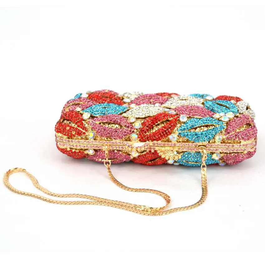 Стильный изящный женский роскошный клатч со стразами и кристаллами для