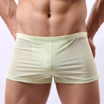 light green Дышащие мужские спортивные шорты для бега, тренировочные штаны для бега, быстросохнущие мужские сексуальные тонкие выпуклые u-образные боксерские трусы - Цвет: light green