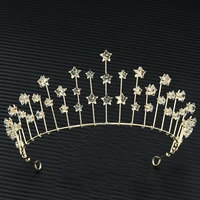 bridal tiara crystal queen crown wedding hair accessories diadem gold star metal semicircular hair accessories bridal tiaras