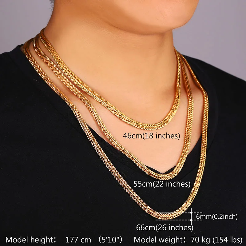 U7 Gold Chain For Men Women 6mm Foxtail 