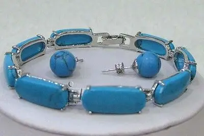 Голубой бирюзовый браслет серьги набор * 18K позолоченные часы оптом кварцевый