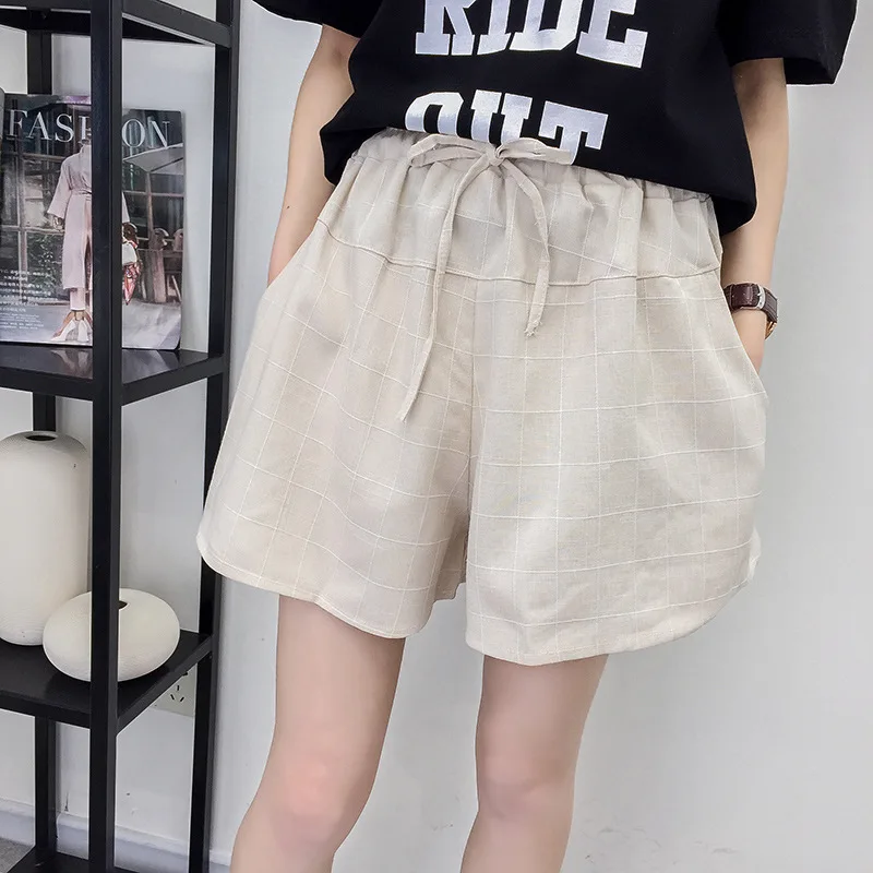 Для женщин летние свободные пляжные хлопковые и льняные шорты новинка 2017 года