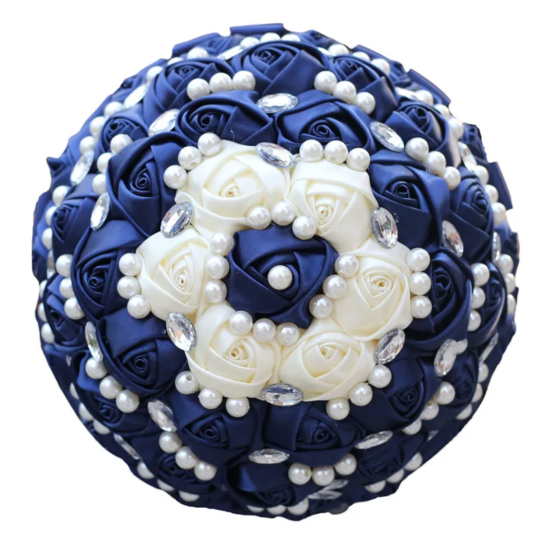 

Настраиваемая эмуляция Шелковая Роза украшение для свадьбы свадебный букет руки темно-синий цвет слоновой кости Искусственные цветы невес...