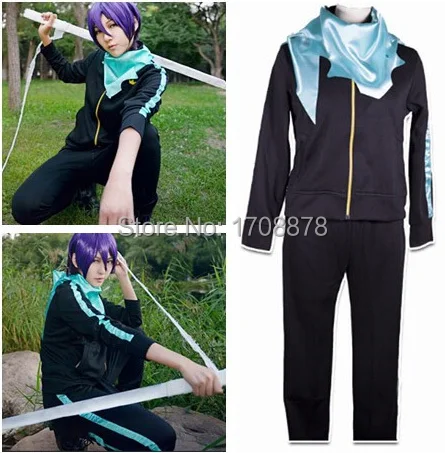 Аниме Noragami Yato косплей костюм унисекс куртка повседневная спортивная одежда весь набор(пальто+ брюки+ шарф