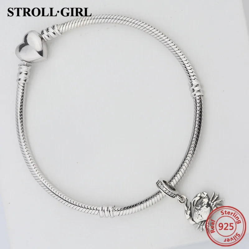 Stellgirl серебряные бусины 925 пробы краб-Кулон Шарм с камнем Европейский ювелирный браслет сделай сам для женщин Подарки
