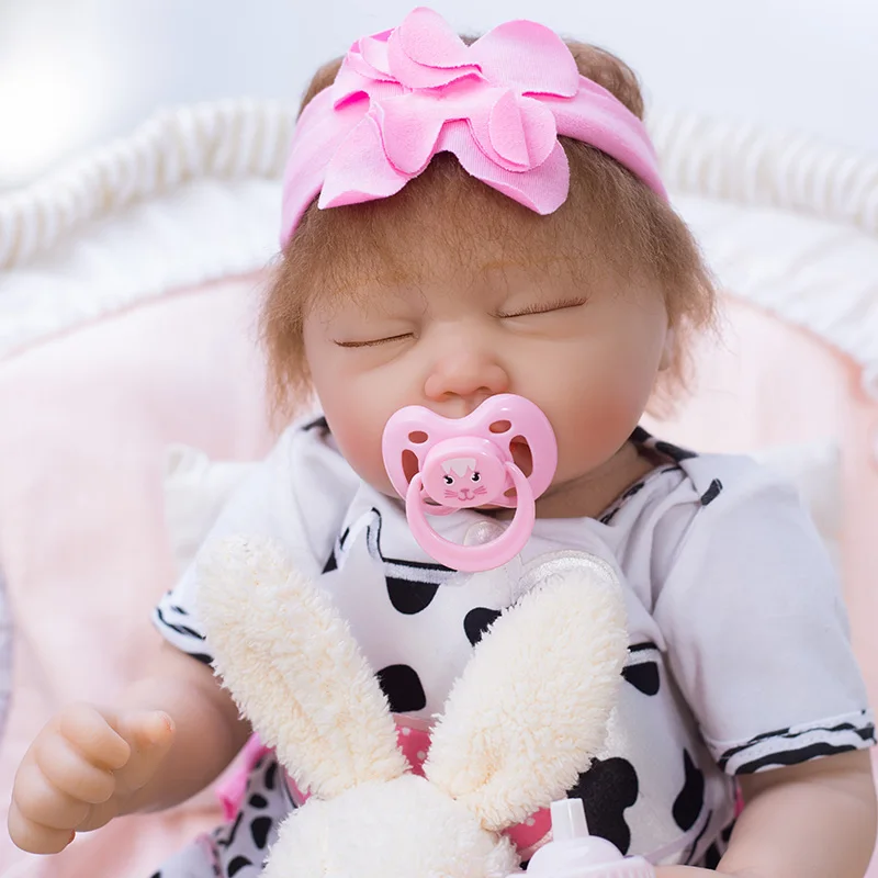 

48cm Lifelike Newborn Sleeping Baby with Plush Toy Soft Vinyl Best Kids Gifts Silicone Bebe Doll Reborn Kids Birthday Gifts