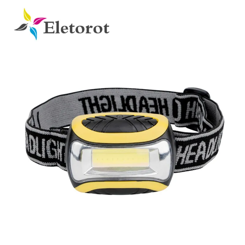 Eletorot Мини светодиодный галобный фонарь COB лампа для рыбалки на открытом воздухе для кемпинга для верховой езды свет ПВХ желтый налобный фонарь головная фронтальная лампа 4 режима