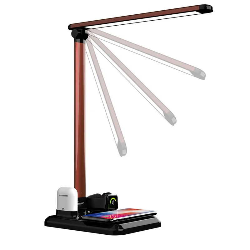 

LED Lamp Light Table Desk LED Qi Wireless Charger for iPhone 8 X XS XR Apple Watch 4 3 2 Airpods USB Fast Charging Desktop Pad