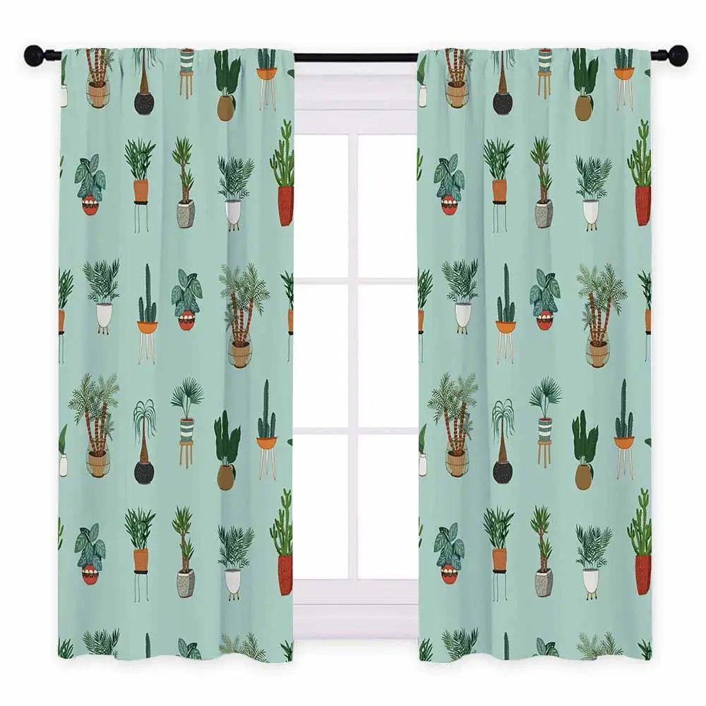 Style E1 - 2pcs Miracille пасторальные затемненные шторы зеленый тропический растение кактус узор плотные кухонные шторы подзор занавески для домашнего декора - Цвет: Style E1 - 2pcs