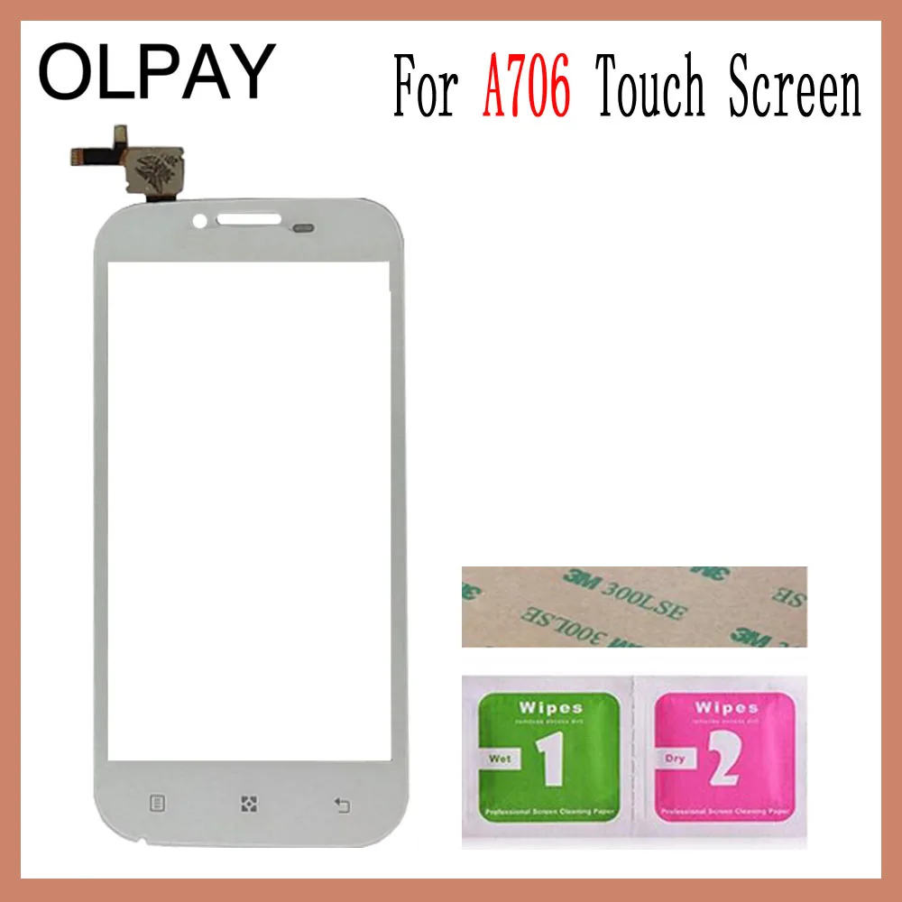 OLPAY 4,5 ''сенсорный экран для lenovo A706 A 706 сенсорный экран дигитайзер Панель переднее стекло объектив сенсор инструменты клей+ салфетки