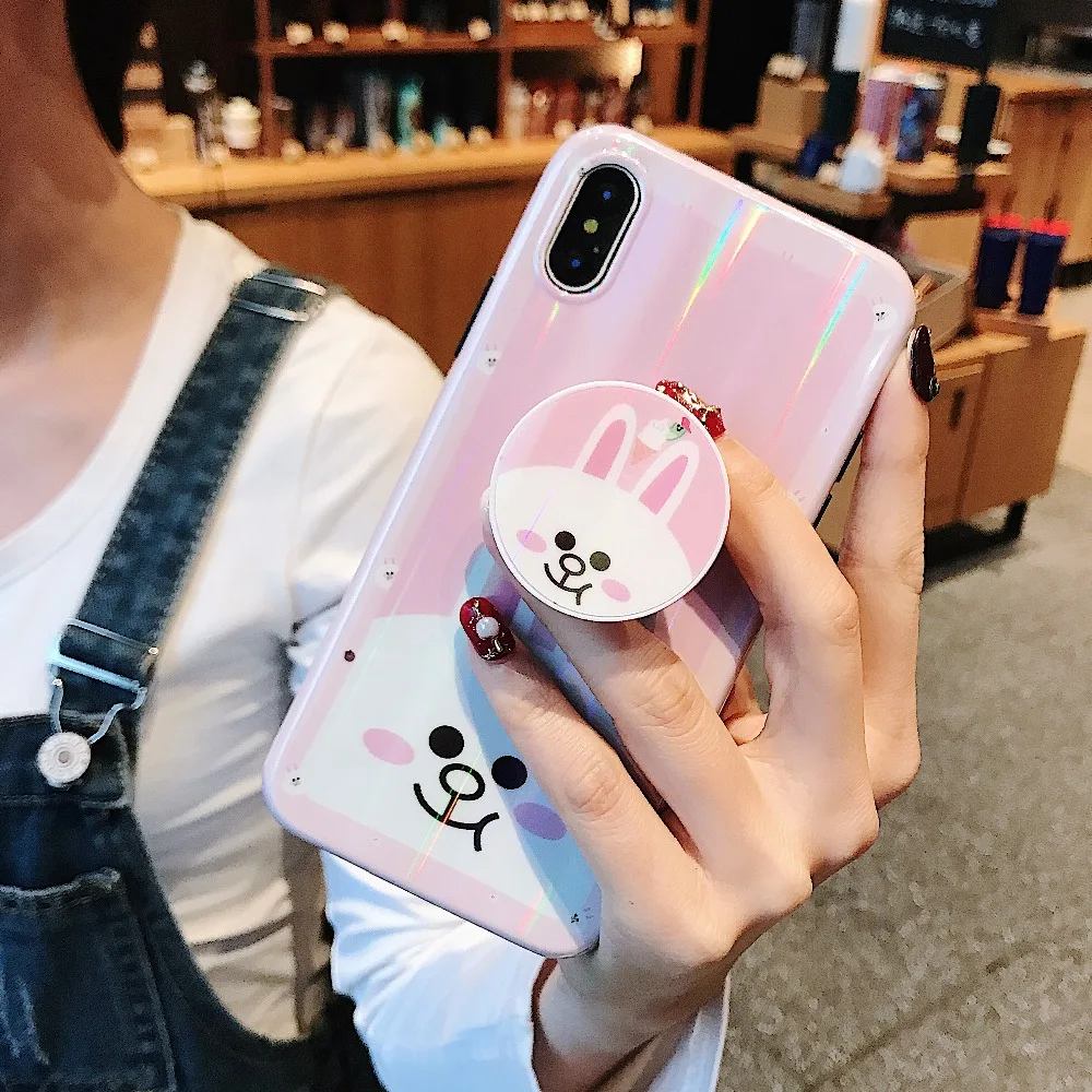 Милый мультяшный медведь кошка телефонные чехлы для iPhone X Глянцевая Северное