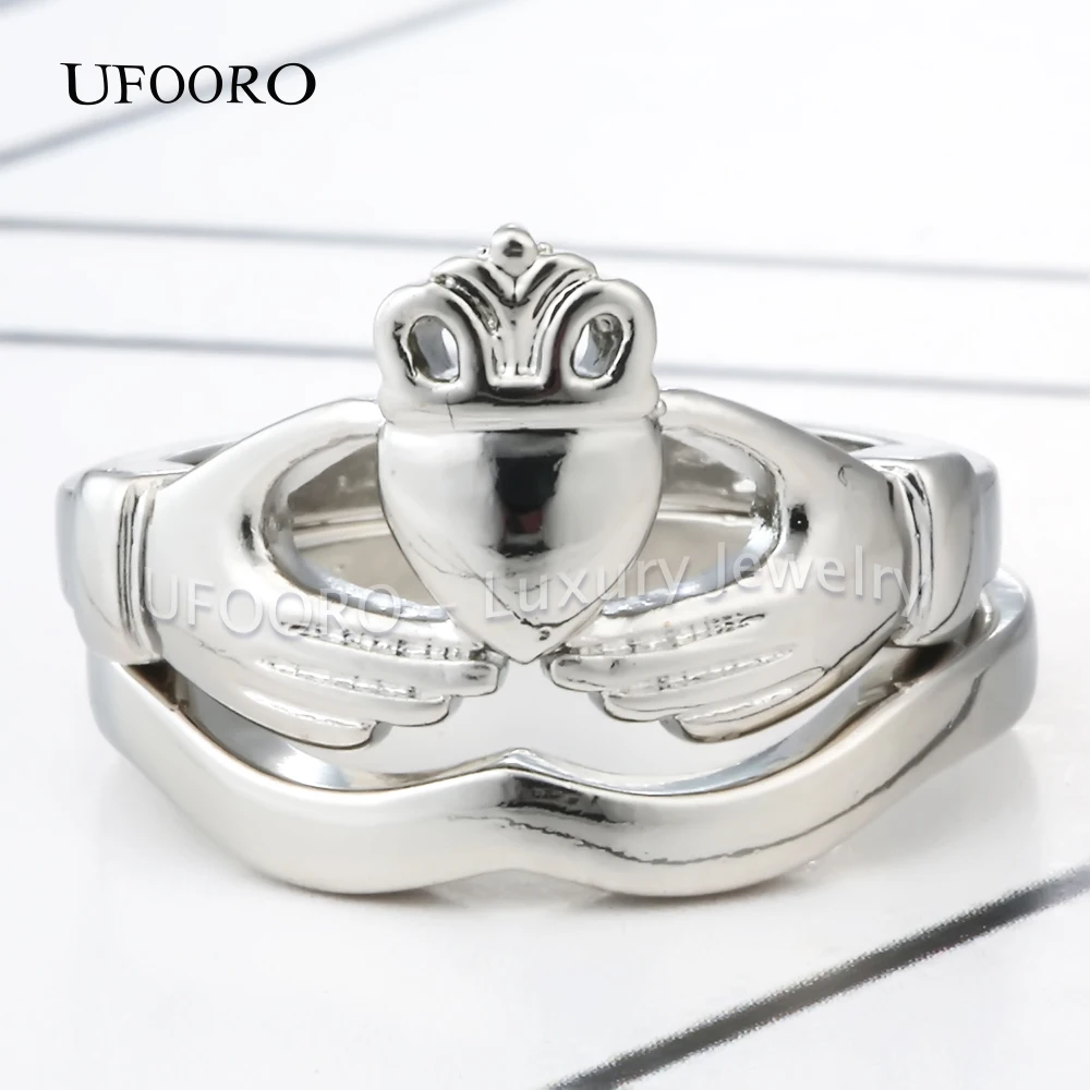 Кольцо UFOORO в стиле ретро с надписью hand to hold heart кольца панк для мужчин женщин