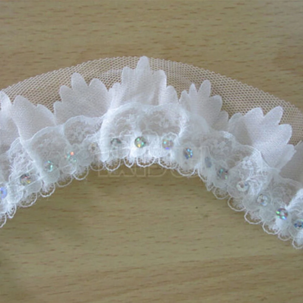 Кружевная кромка с белыми блестками 3 метра 5 см отделка из ленты вышивка шитье
