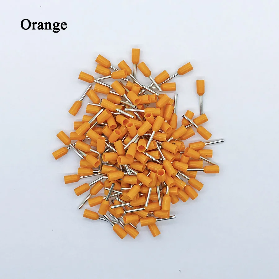 Orange 100pcs E0508 E1008 E1508 E7508 E2508 E4009 E6012 трубчатый соединитель провода терминала кабель обжимные клещи кабельная муфта для 0.5-6mm2, 22-10AWG 100 шт - Цвет: Orange 100pcs