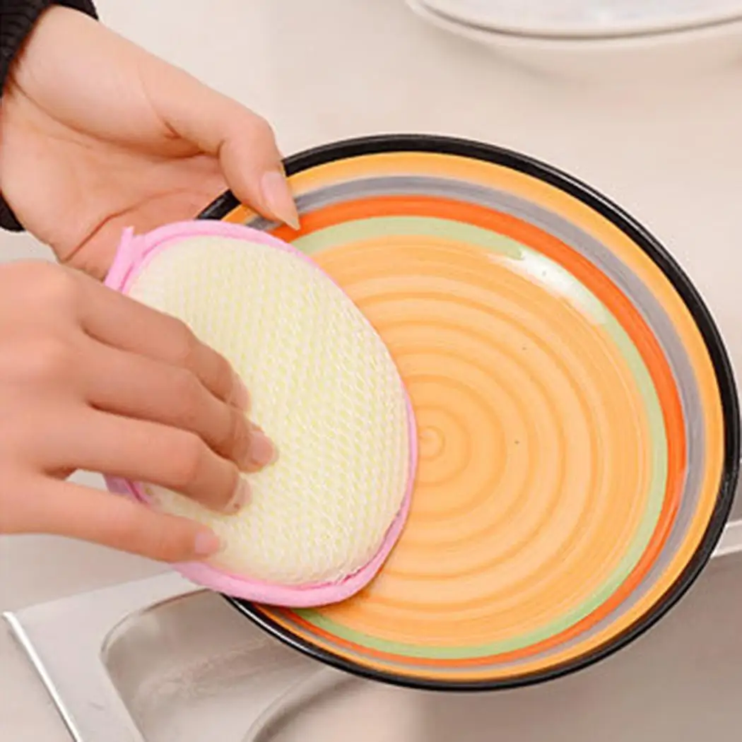 Tool Dish Round Double Washing Pad Sided Kitchen Scourer Cleaner Sponge Cleaning | Дом и сад