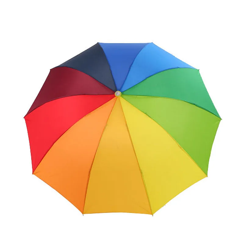 Новинка трехскладной Зонт Unbrella rain для женщин модный Радужный уличный с 8 ребрами