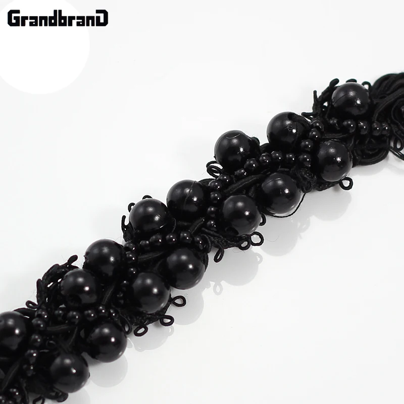 Отделка из бисера и жемчуга плетеная Черная кружевная отделка аппликация для