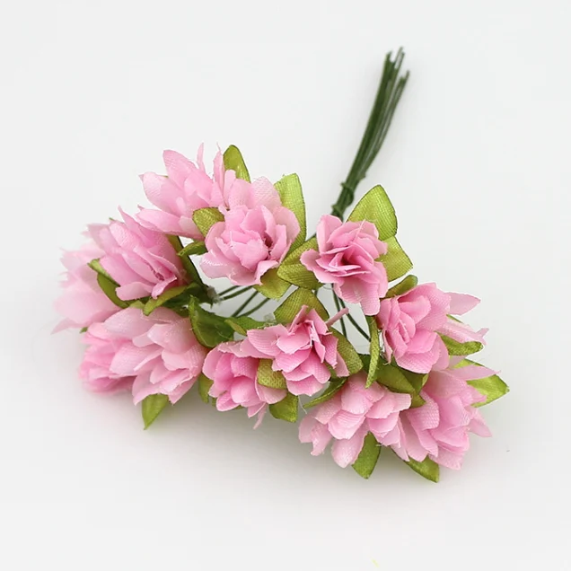 Pink 1,5 см Fabirc искусственные цветки вишни цветы для свадебного украшения/шелковые цветы для венка скрапбукинг(144 шт./лот - Цвет: Pink