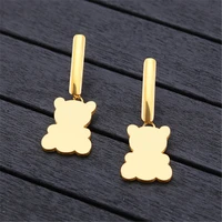 new cute animal bear stud earring for women gold color personality stud earrings female fashion jewelry statement party gifts